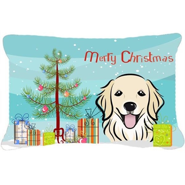 Carolines Treasures Carolines Treasures BB1577PW1216 Christmas Tree & Golden Retriever Fabric Decorative Pillow BB1577PW1216